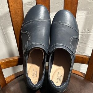 Clarks Men's Dark Blue Leather Loafers